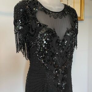 Vintage Black Sequin Beaded Dress